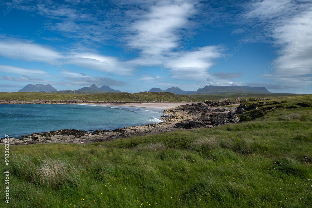 Atlantic Coast With Achnahaird Beach Near Brae Of Achnahaird In The Highlands Of Scotland, UK Atlantic Coast With Achnahaird Beach Near Brae Of Achnahaird In The Highlands Of Scotland, UK
