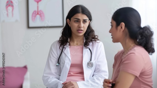 A doctor explaining reproductive health to a patient.