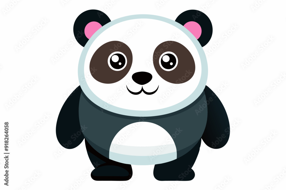 A Cartoon Panda Bear With Black Eyes And Pink Ears A Cartoon Panda Bear With Black Eyes And Pink Ears