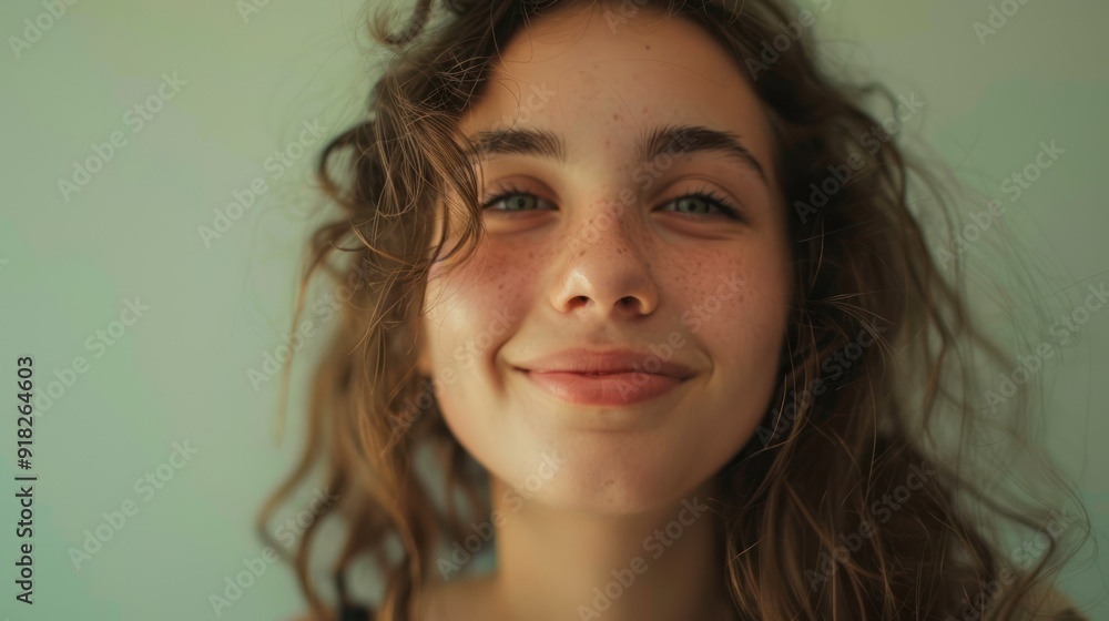 A smiling face of a young woman. A smiling face of a young woman.