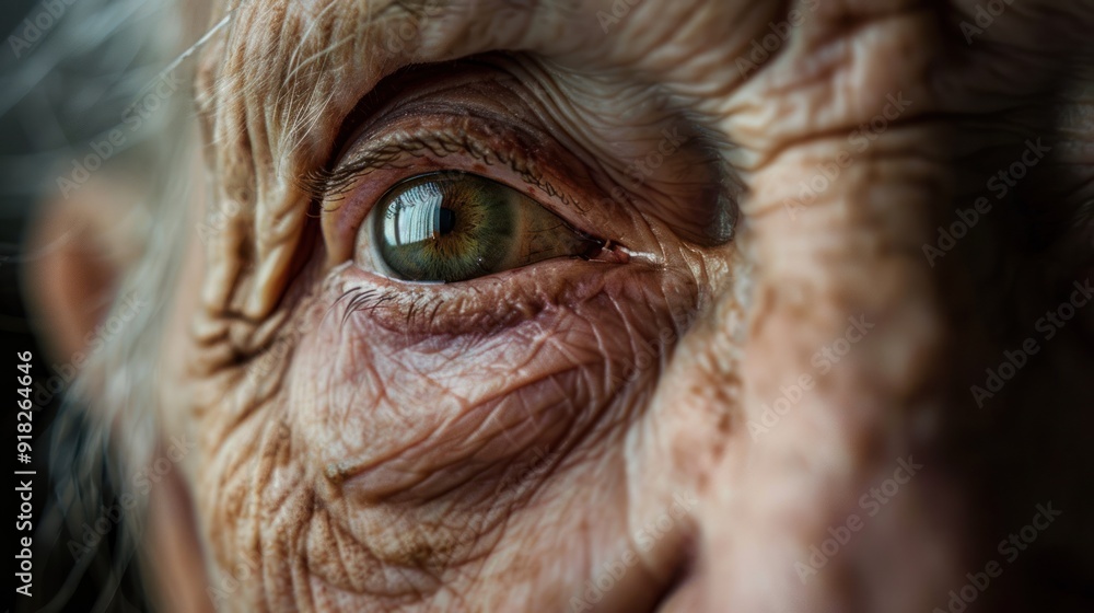 An elderly person's face with wrinkles. An elderly person's face with wrinkles.