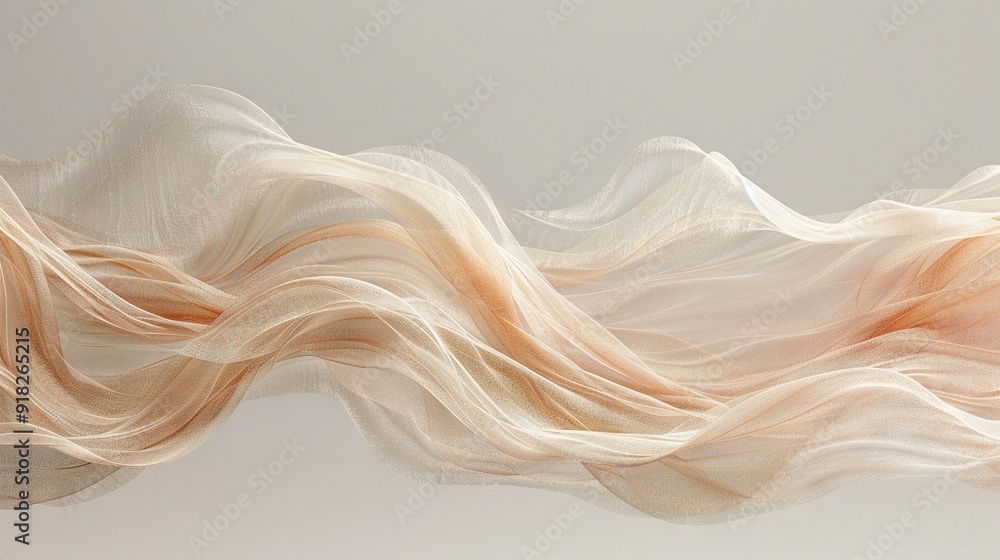 An image of a white and beige fabric billowing in the breeze against a gray backdrop, with a white wall visible in the background An image of a white and beige fabric billowing in the breeze against a gray backdrop, with a white wall visible in the background