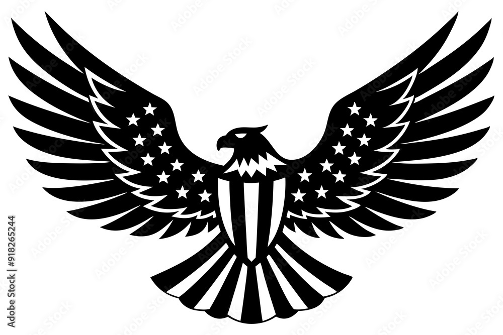Obraz premium American flag with an attractive vector design of an eagle with its wings fully extended