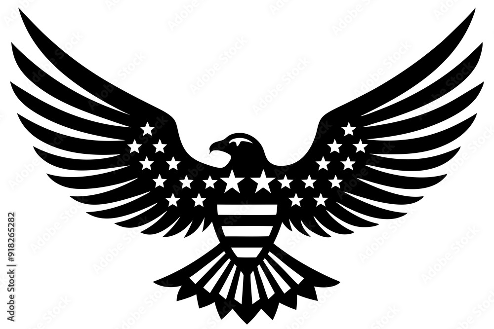 Fototapeta premium American flag with an attractive vector design of an eagle with its wings fully extended