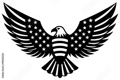 American flag with an attractive vector design of an eagle with its wings fully extended