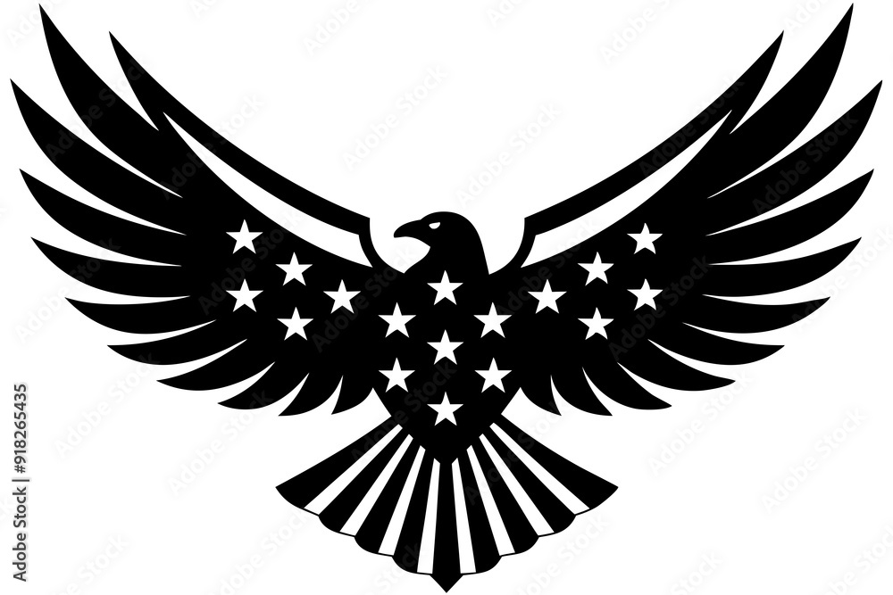 Fototapeta premium American flag with an attractive vector design of an eagle with its wings fully extended