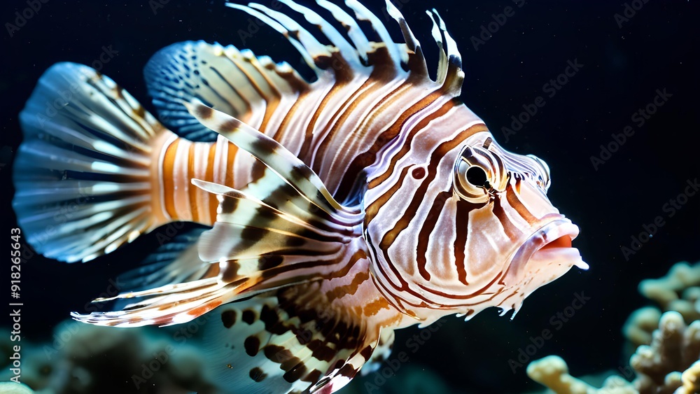 Lionfish swimming on the coral reef Lionfish swimming on the coral reef