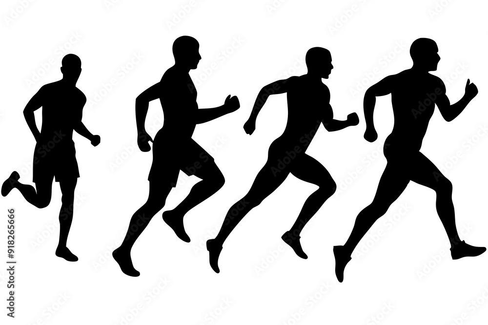 Fototapeta premium Different Running Man Vector Silhouette