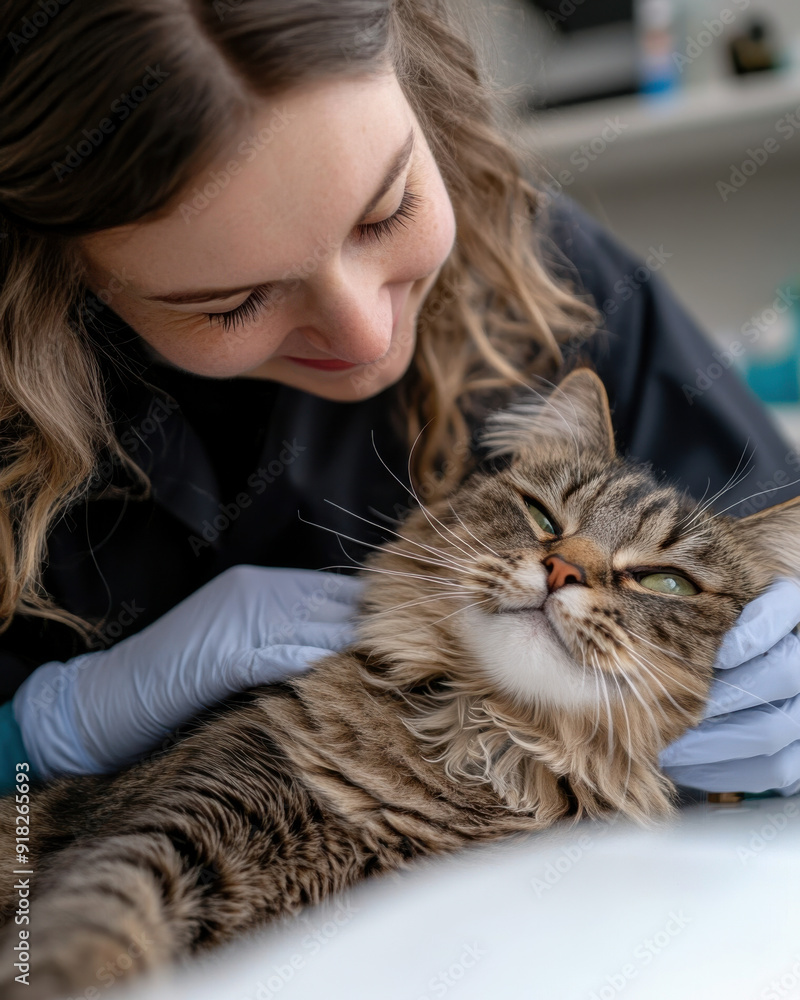 Veterinary taking care of a cute cat and examining it Veterinary taking care of a cute cat and examining it