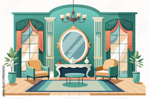 A Stylish Living Room with Two Armchairs and a Round Table