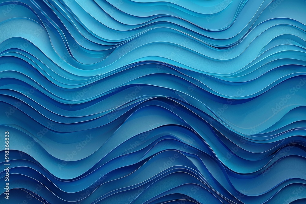 Blue background with wavy paper cut-out shapes in shades of blue, creating an abstract and modern pattern Blue background with wavy paper cut-out shapes in shades of blue, creating an abstract and modern pattern