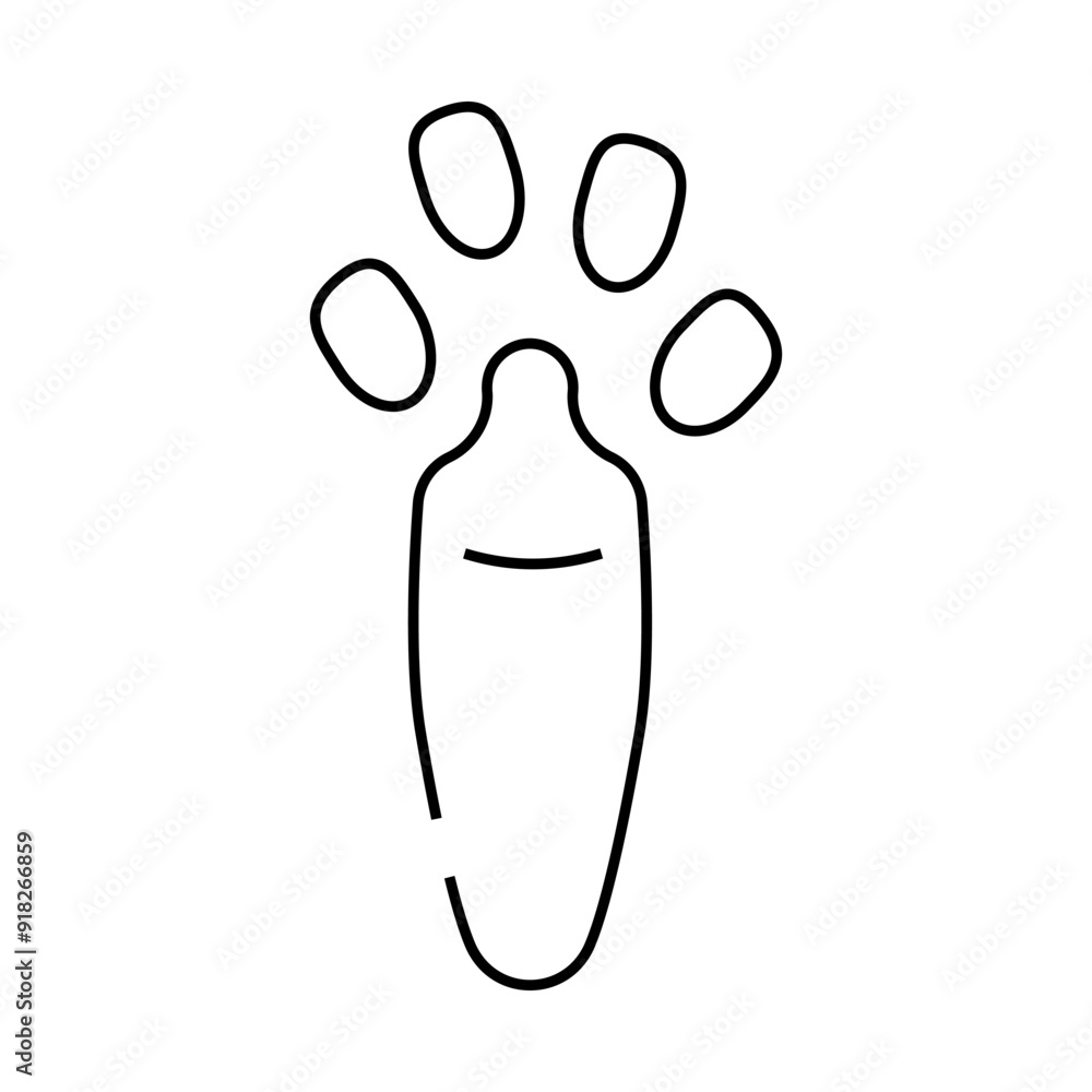 rabbit hoof print line icon vector. rabbit hoof print sign. isolated contour symbol black illustration rabbit hoof print line icon vector. rabbit hoof print sign. isolated contour symbol black illustration