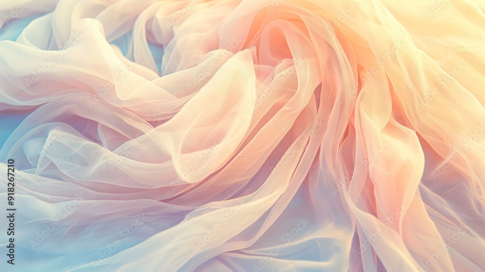 Close-up of white fabric against light blue sky in the foreground and blue sky in the background Close-up of white fabric against light blue sky in the foreground and blue sky in the background
