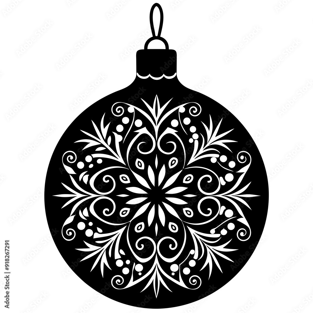 Fototapeta premium Black Festive Ornament silhouette in white background