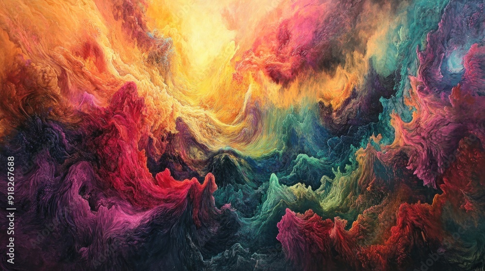 Abstract Painting of Swirling Colors and Textures Abstract Painting of Swirling Colors and Textures