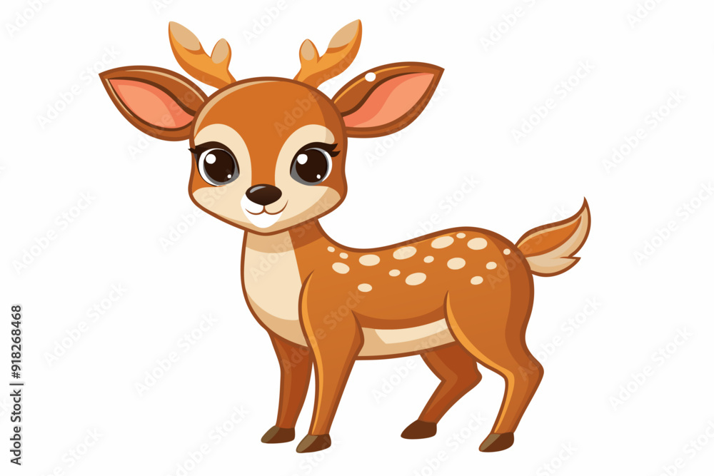 Cartoon Illustration of a Cute Brown Fawn with Spots Cartoon Illustration of a Cute Brown Fawn with Spots