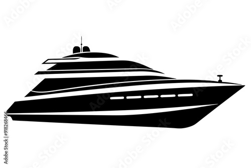 Luxurious Yacht Silhouette Vector Illustration Clipart Icon