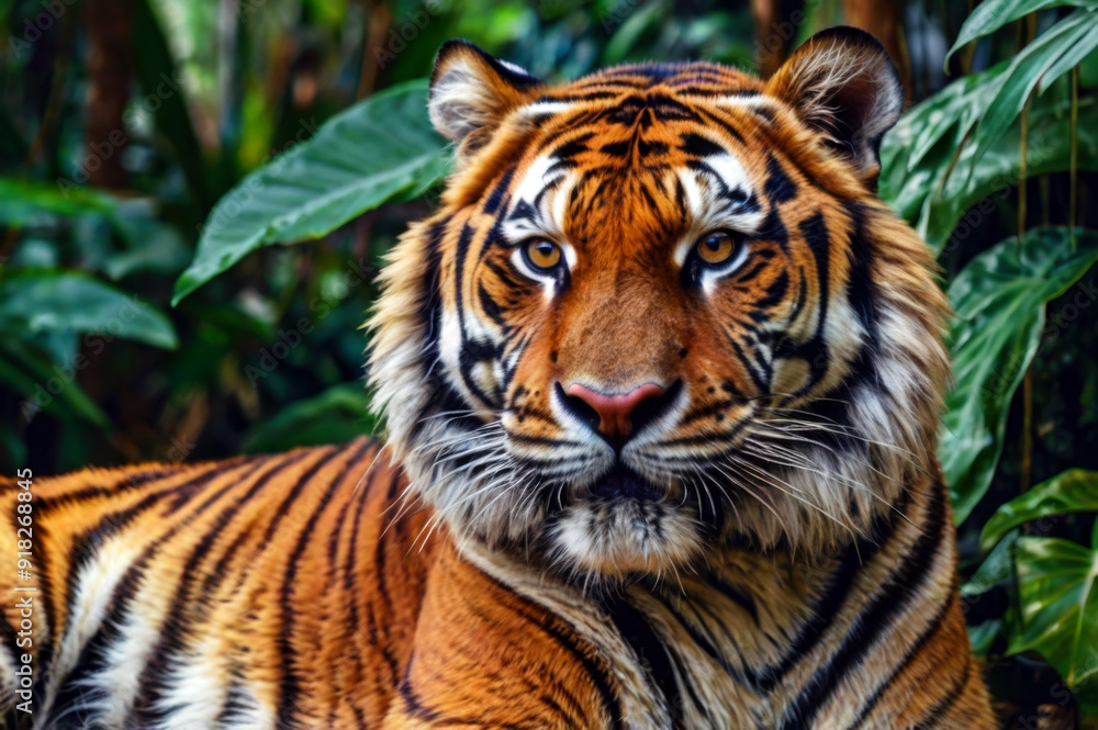 Fototapeta premium Fierce Tiger in Dense Jungle