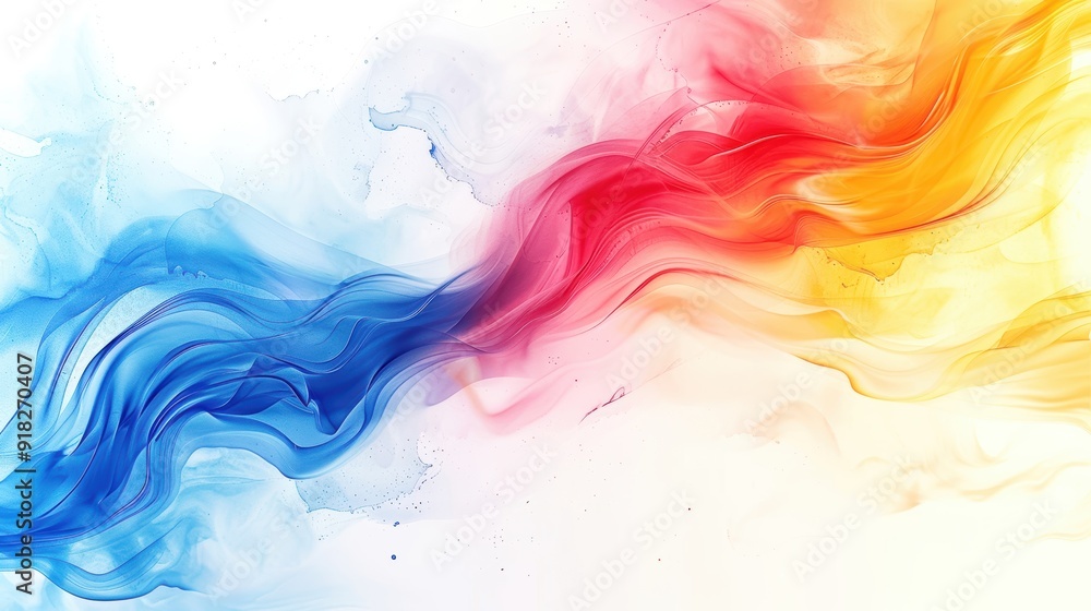 Colorful abstract smoke art with vibrant blue, red, and yellow swirls blending smoothly on a white background. Colorful abstract smoke art with vibrant blue, red, and yellow swirls blending smoothly on a white background.