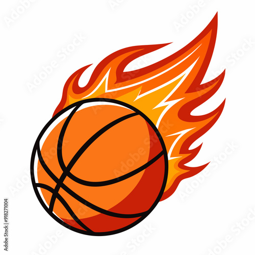 Basketball on Fire  art vector illustration