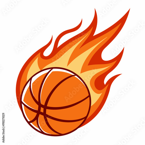 Basketball on Fire  art vector illustration