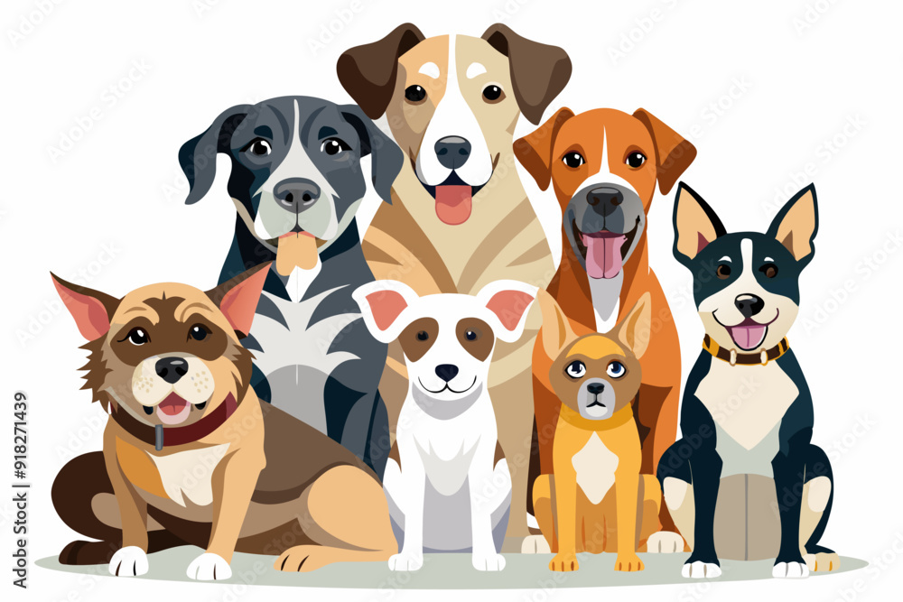 A Group of Six Adorable Dogs Sitting Together A Group of Six Adorable Dogs Sitting Together