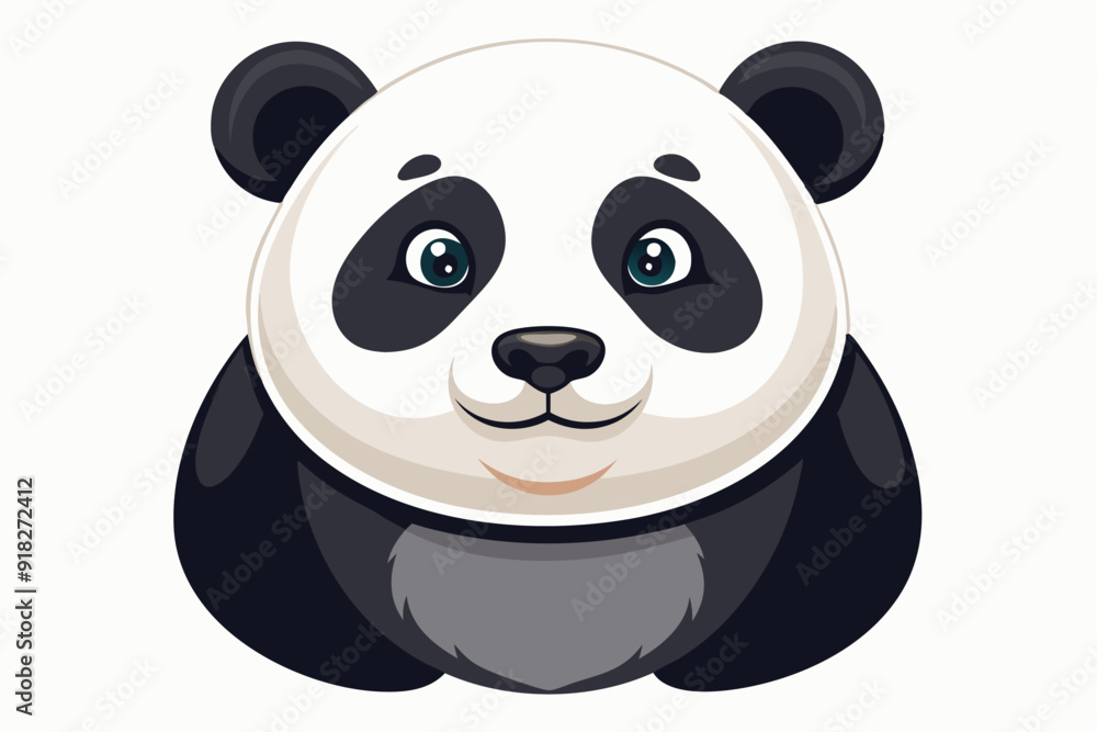 A Cartoon Panda's Close-Up Portrait with Blue Eyes and a Smiling Expression A Cartoon Panda's Close-Up Portrait with Blue Eyes and a Smiling Expression