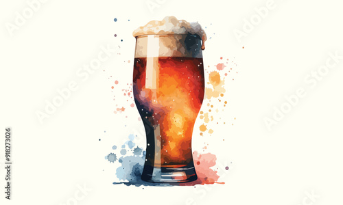 free drink, watercolor mugs of beer, alcohol drinks, hand drawn illustration, watercolor mugs of beer