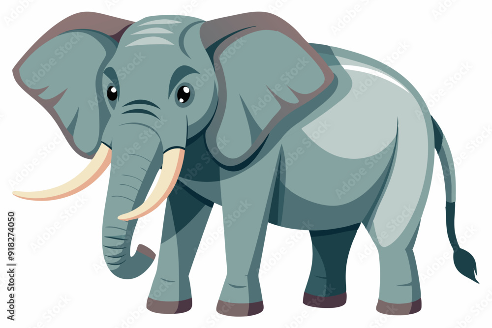 Cartoon Illustration of a Gray Elephant with Large Ears and Tusks Cartoon Illustration of a Gray Elephant with Large Ears and Tusks
