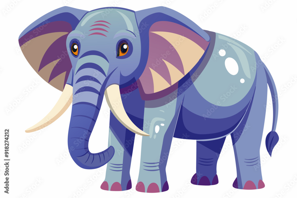 A Cartoon Illustration of a Purple Elephant with Large Ears and Tusks A Cartoon Illustration of a Purple Elephant with Large Ears and Tusks