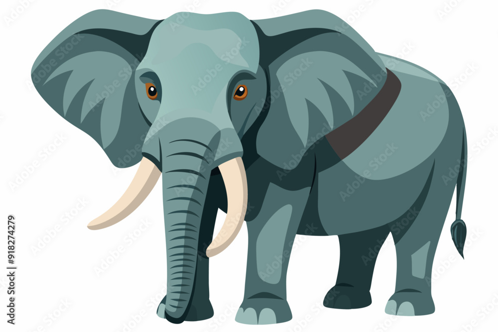 Fototapeta premium A Gray Elephant with Large Ears and Tusks