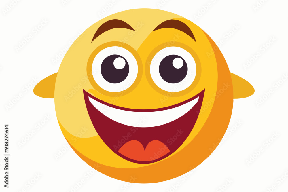 Fototapeta premium Yellow Cartoon Face with Big Smile and Wide Eyes
