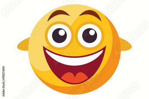Yellow Cartoon Face with Big Smile and Wide Eyes
