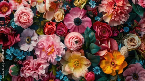 Close-up of vibrant flowers against a decorative backdrop