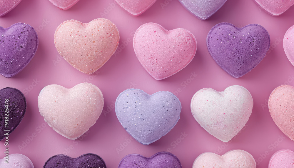 Rich-hued berry heart-shaped bath bombs, bath accessory, relaxing indulgence Rich-hued berry heart-shaped bath bombs, bath accessory, relaxing indulgence