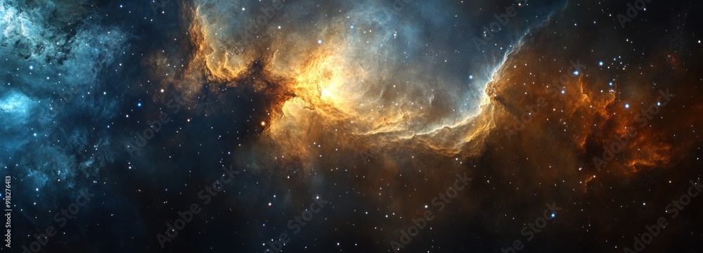 Fototapeta premium Cosmic Nebula with Scattered Stars and Glowing Gas