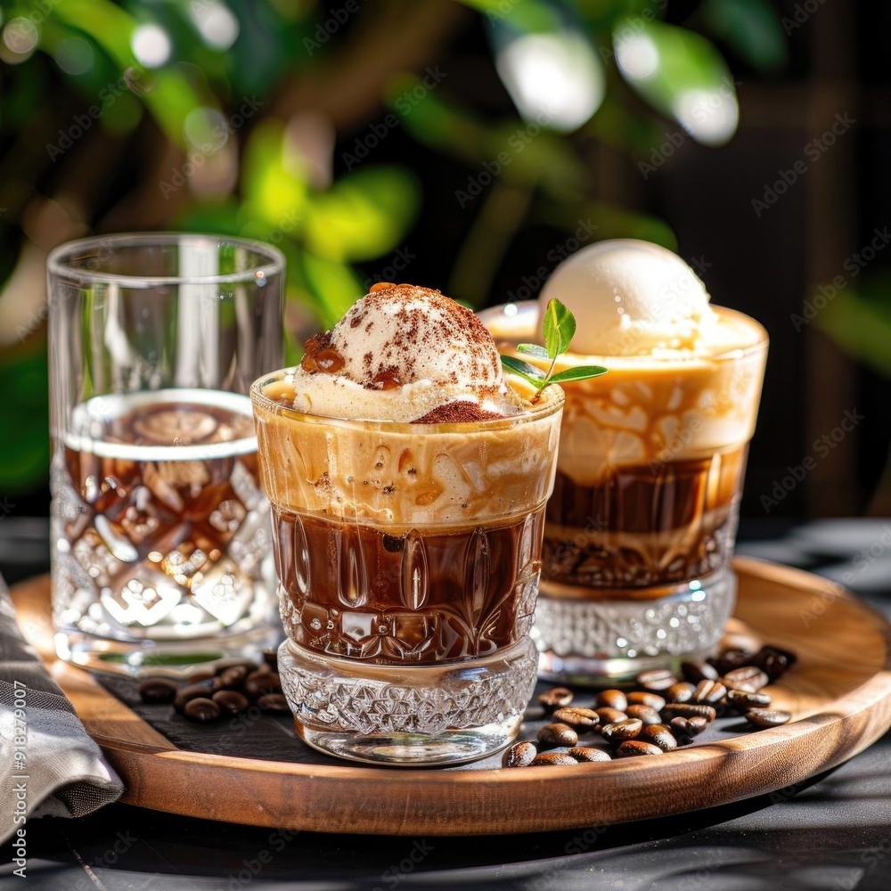 Espresso ice cream float, decadent coffee layers, elegant glassware, sun-dappled shadows, 35mm lens, inviting cafe corner, soft focus, artistic composition Espresso ice cream float, decadent coffee layers, elegant glassware, sun-dappled shadows, 35mm lens, inviting cafe corner, soft focus, artistic composition