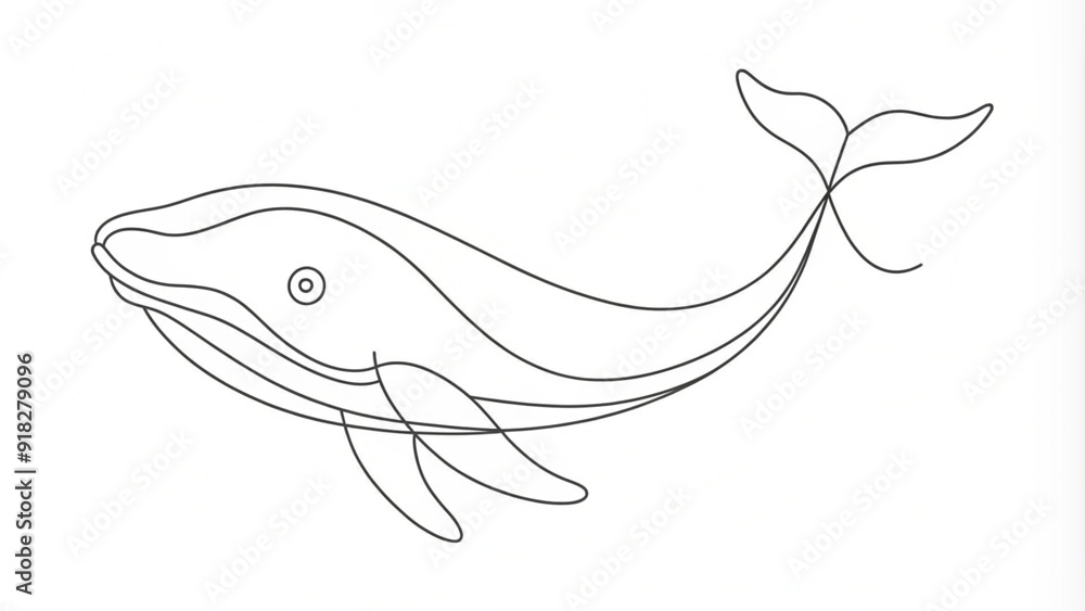 Fototapeta premium Continuous Line Drawing of a Whale