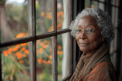 An elderly women smiling photo