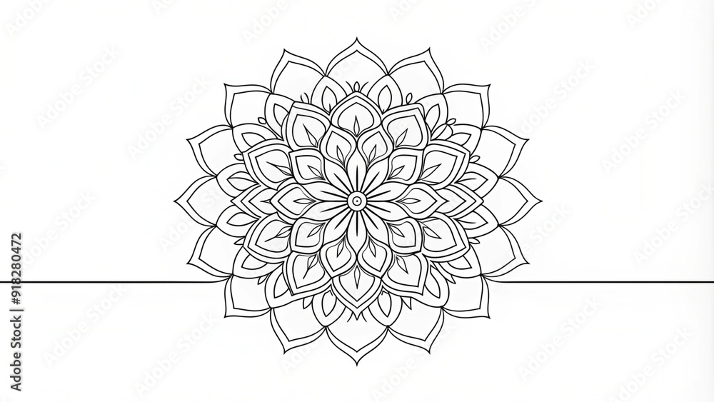 Obraz premium Continuous Line Drawing of a Mandala