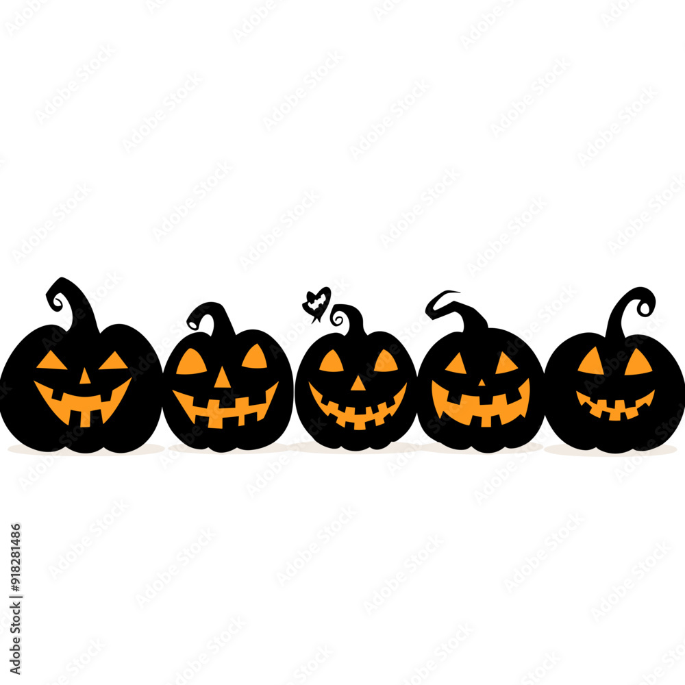 Halloween Banner with Silhouette Pumpkins Halloween Banner with Silhouette Pumpkins