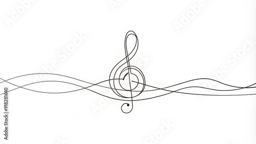 Continuous Line Drawing of a Musical Note