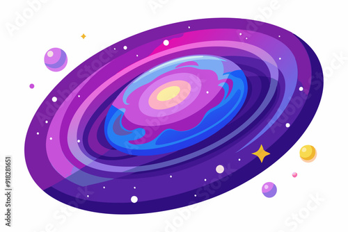 Colorful Spiral Galaxy with Planets and Stars