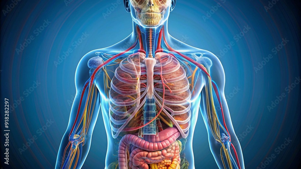 A Detailed Anatomy Illustration of the Respiratory and Digestive Systems Generative AI A Detailed Anatomy Illustration of the Respiratory and Digestive Systems Generative AI