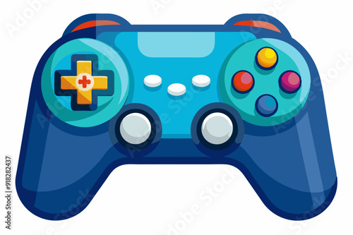 Blue and Yellow Video Game Controller with Buttons