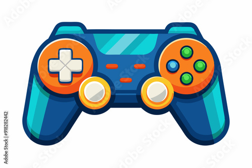 Blue and Orange Video Game Controller with Buttons