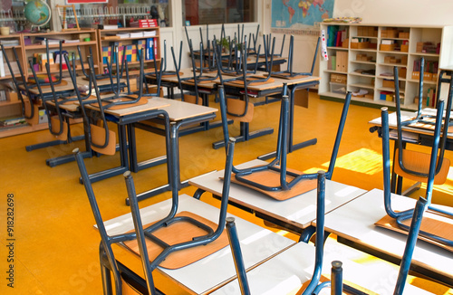 Cleaned empty classroom during holidays in a school