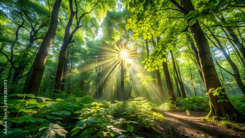 Obraz premium Sun-Dappled Leaves Whispering Secrets AI generated