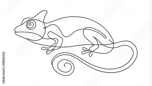 Continuous Line Drawing of a Chameleon