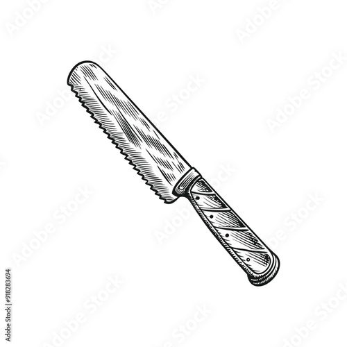 bake knife vector hand drawn illustration